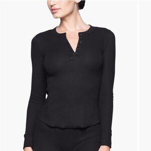 SKIMS Cotton Ribbed Long Sleeve Henley